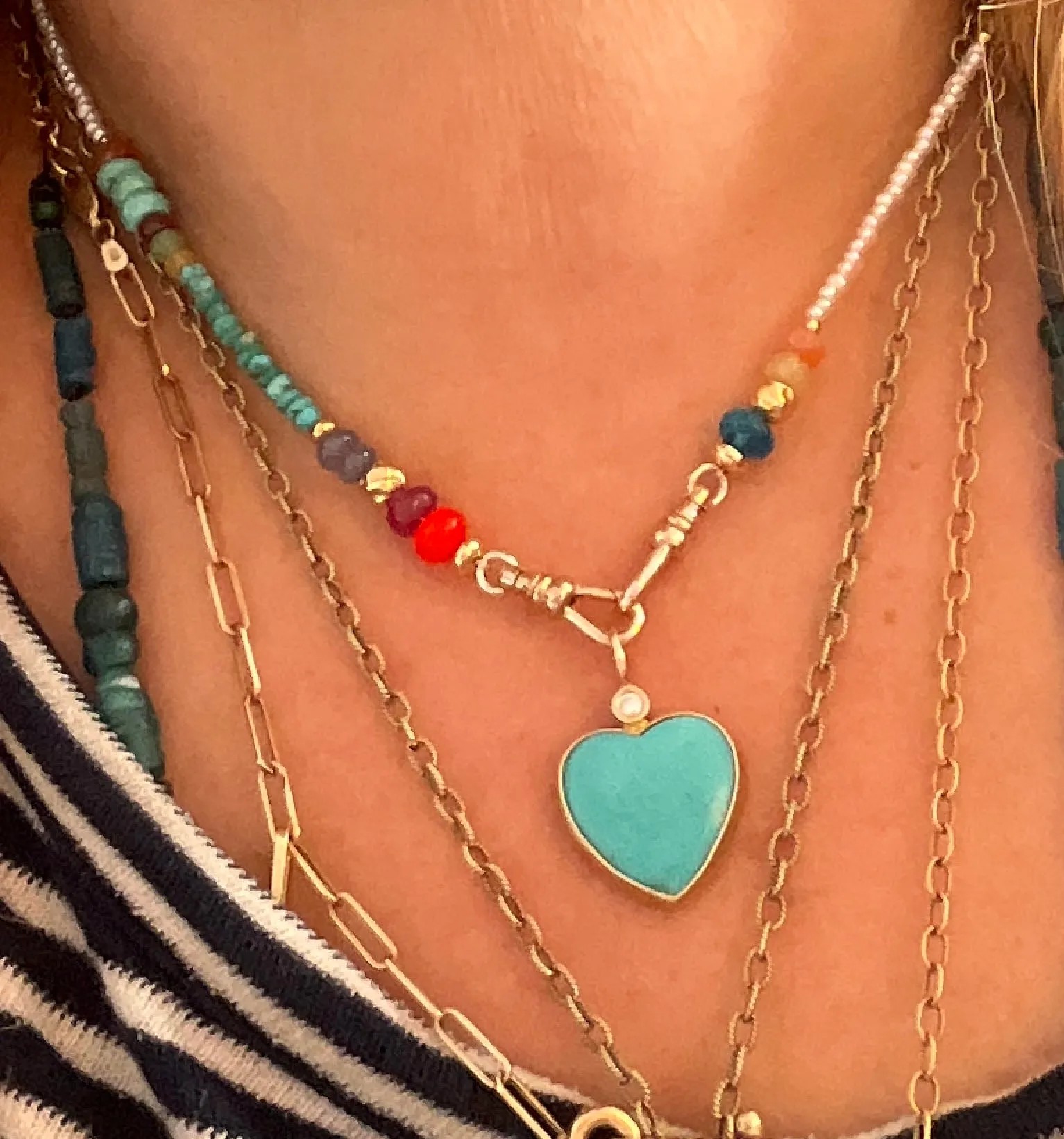 Sleeping Beauty Turquoise Gold Heart Pendant