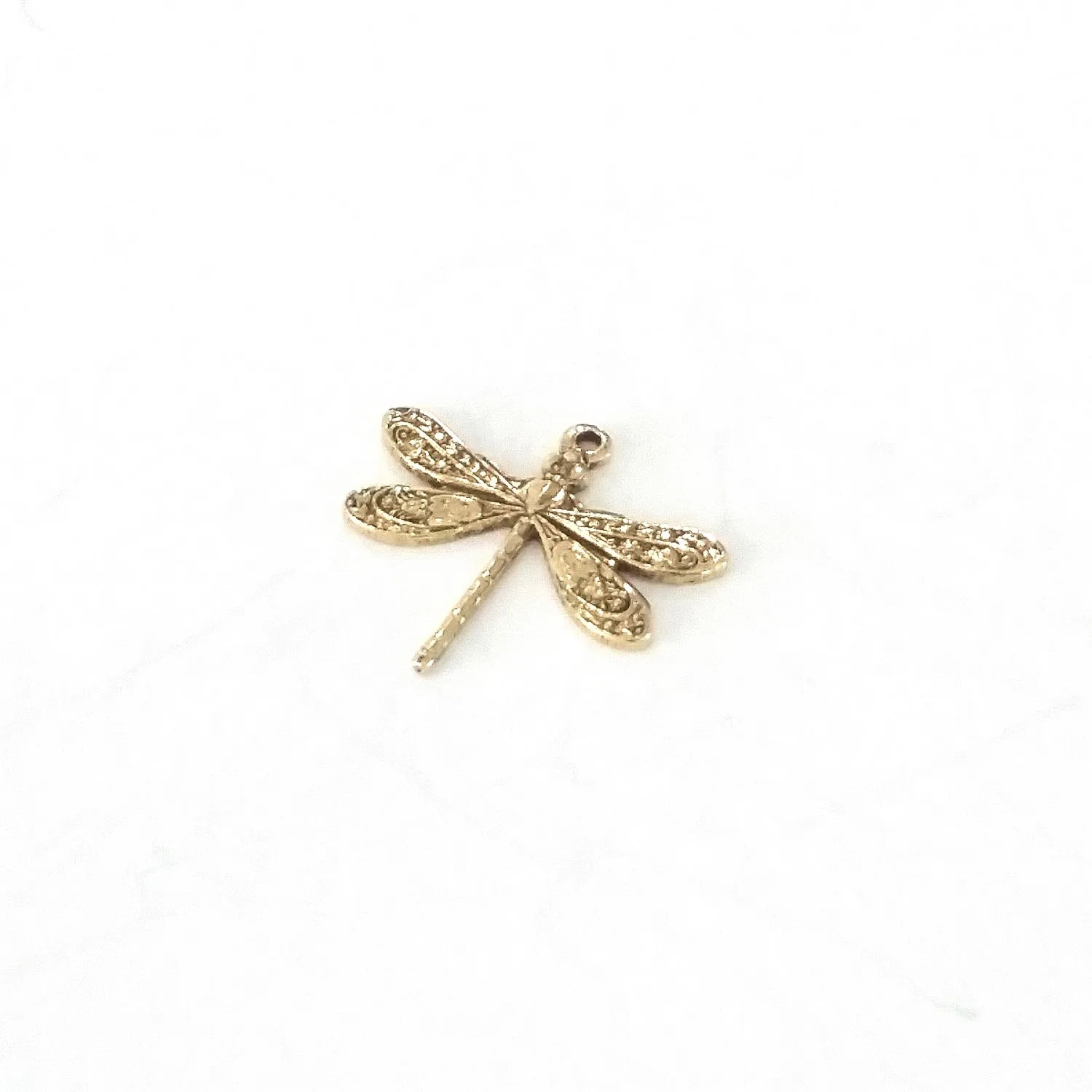 Small Gold Dragonfly Charm, 24 Kt Gold Plated Brass, 1 Loop, Lot Size 10, #01G