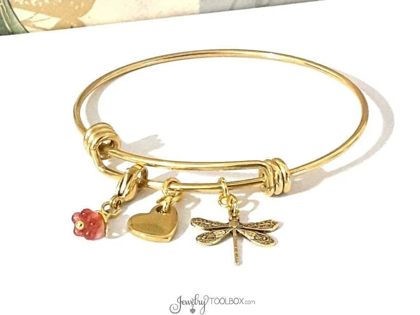 Small Gold Dragonfly Charm, 24 Kt Gold Plated Brass, 1 Loop, Lot Size 10, #01G