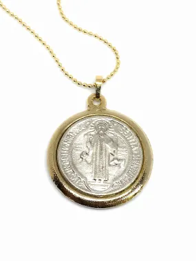 St. Benedict Pendant Necklace, Tiny Gold Filled Chain, San Benito Necklace, Medalla San Benito, catholic christian religious jewelry, santos