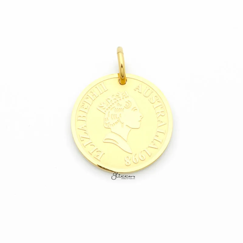 Stainless Steel Queen Elizabeth II Pendant - Gold