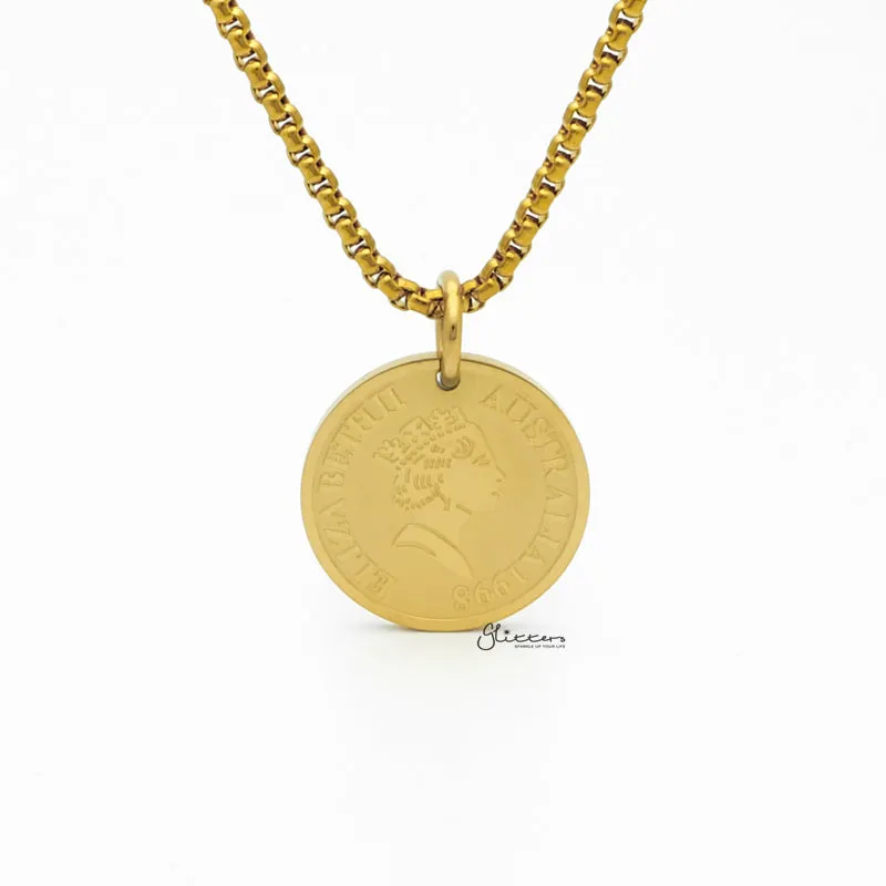 Stainless Steel Queen Elizabeth II Pendant - Gold