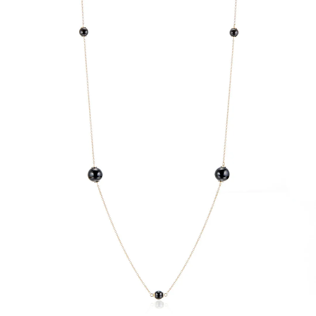 Station Necklace in Black Jadeite