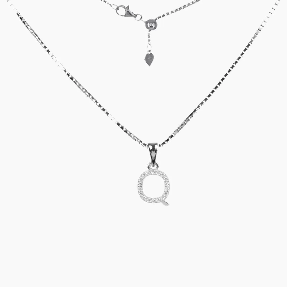 Sterling Silver CZ Small Initial Necklace