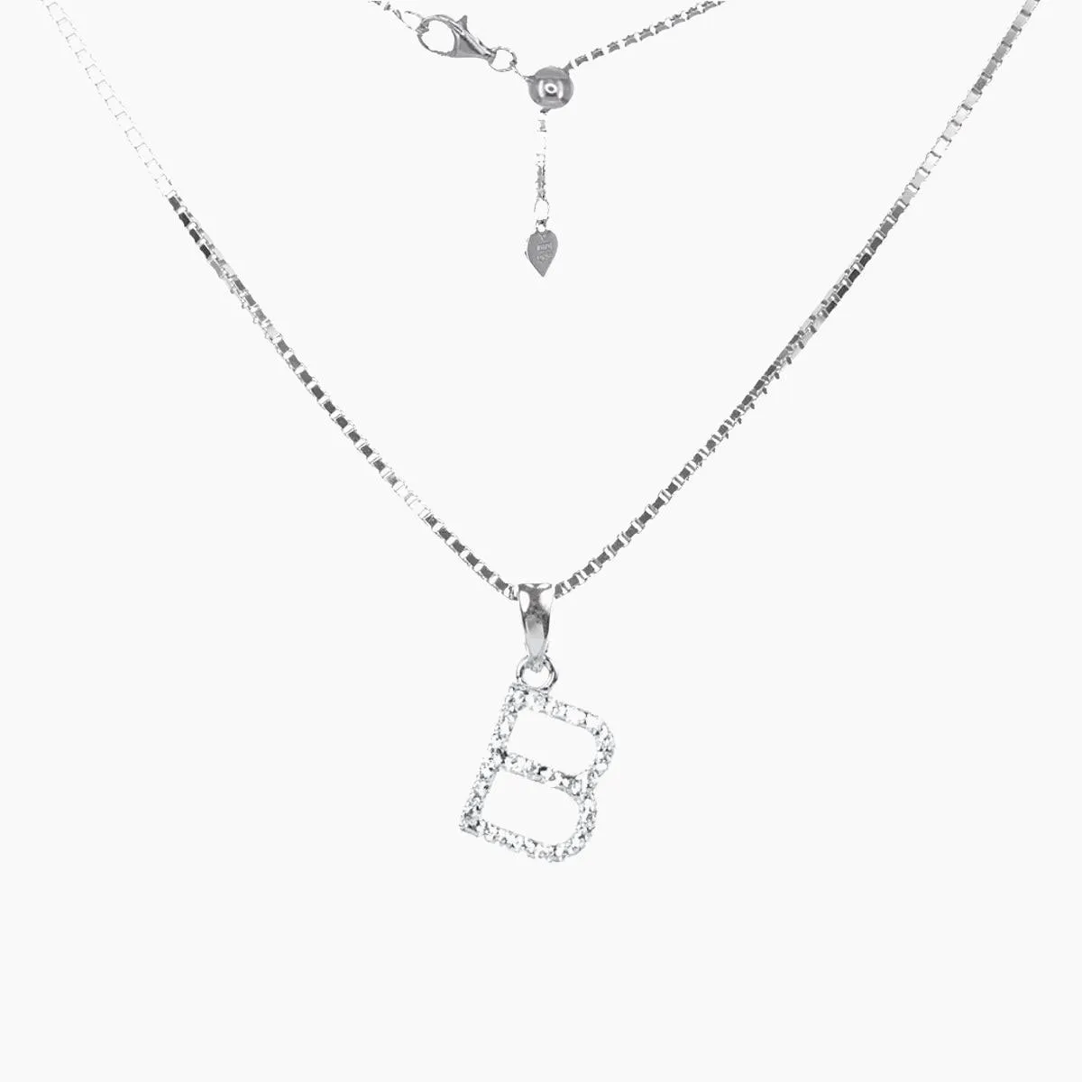 Sterling Silver CZ Small Initial Necklace