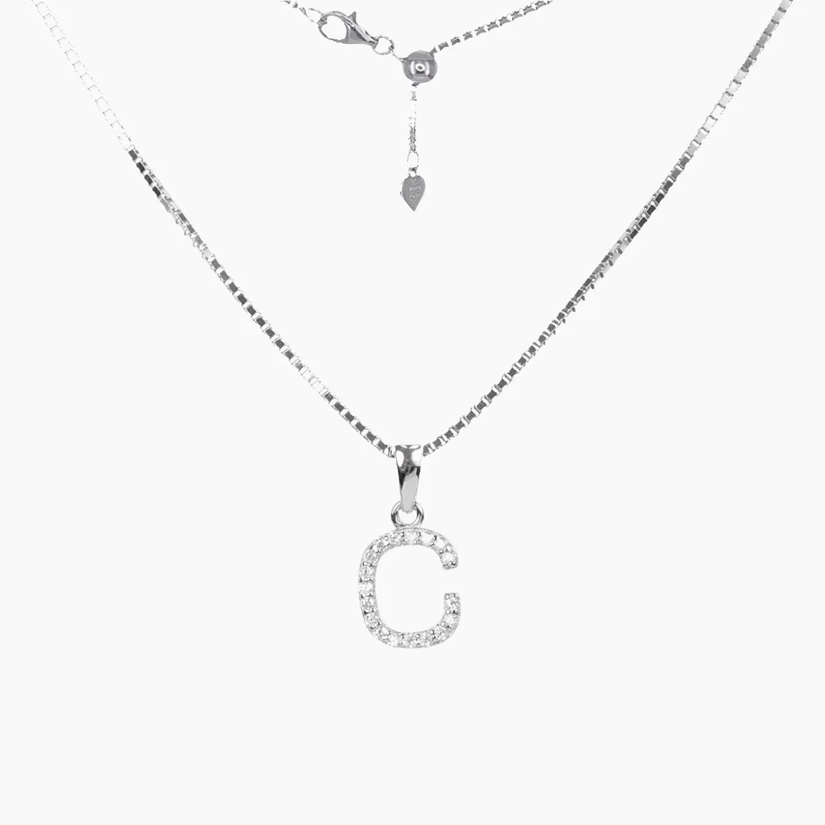 Sterling Silver CZ Small Initial Necklace