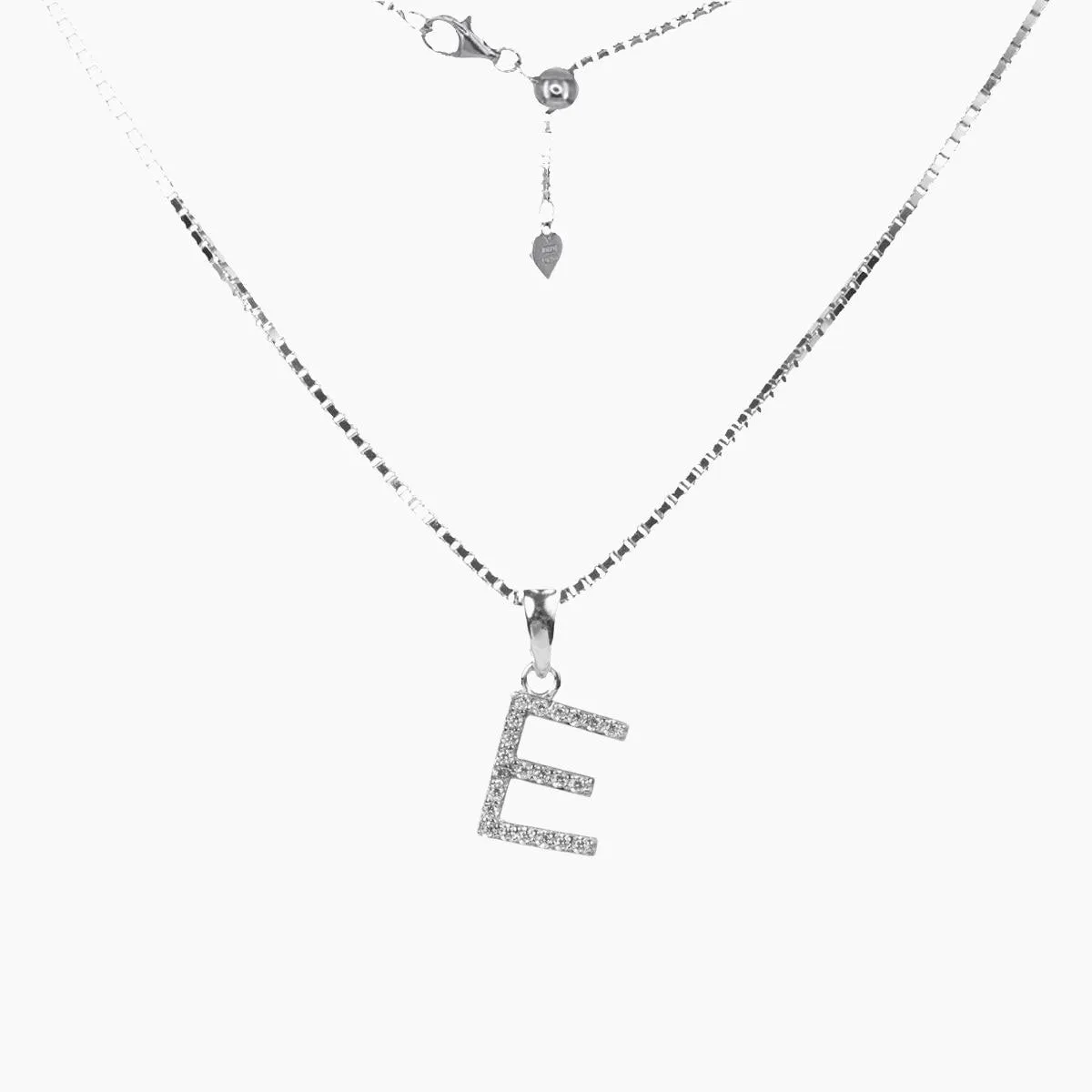 Sterling Silver CZ Small Initial Necklace