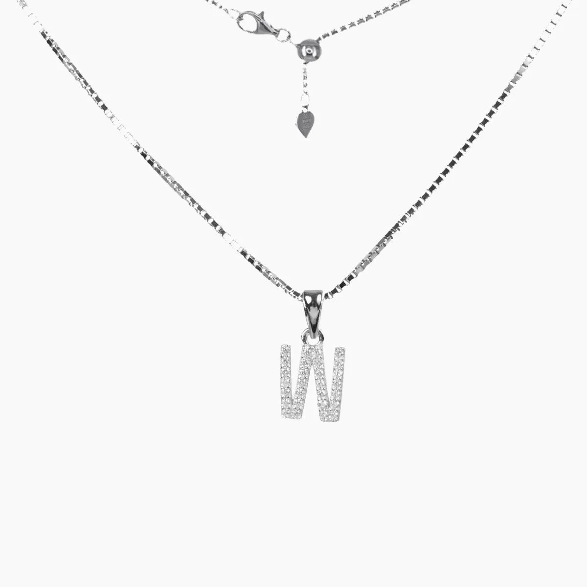 Sterling Silver CZ Small Initial Necklace