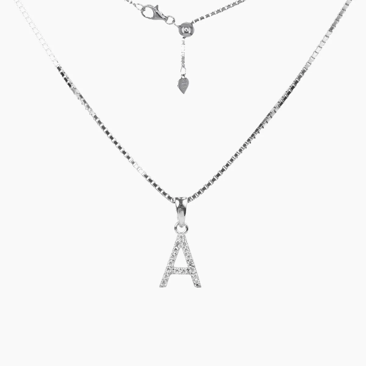 Sterling Silver CZ Small Initial Necklace