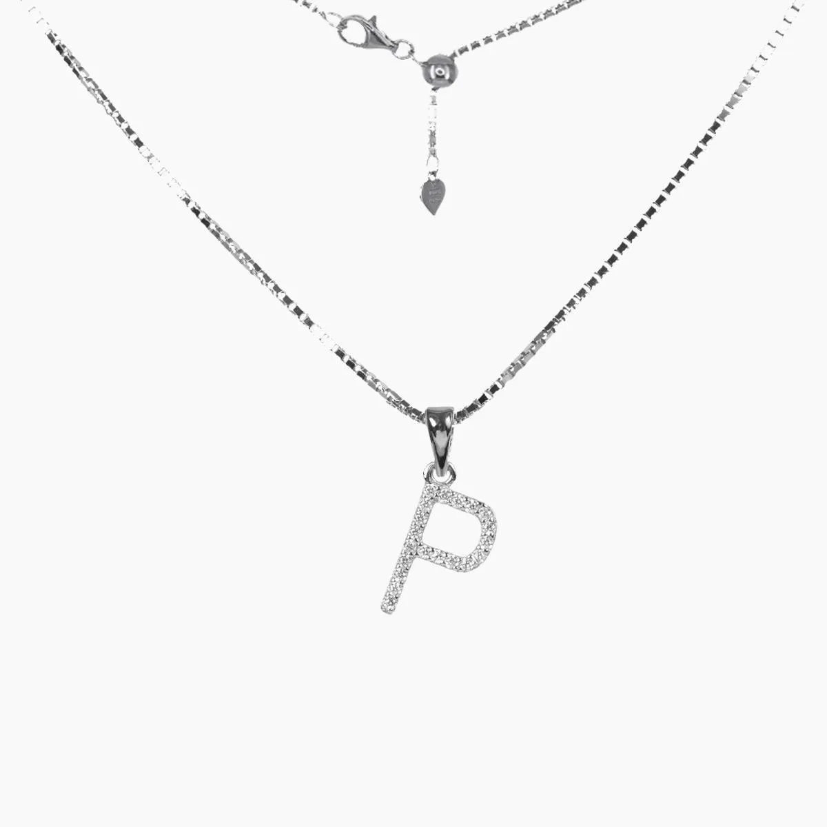 Sterling Silver CZ Small Initial Necklace