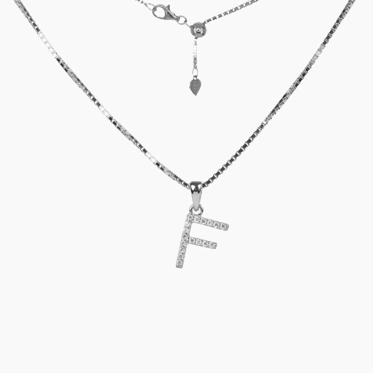 Sterling Silver CZ Small Initial Necklace