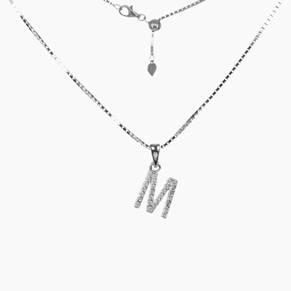 Sterling Silver CZ Small Initial Necklace