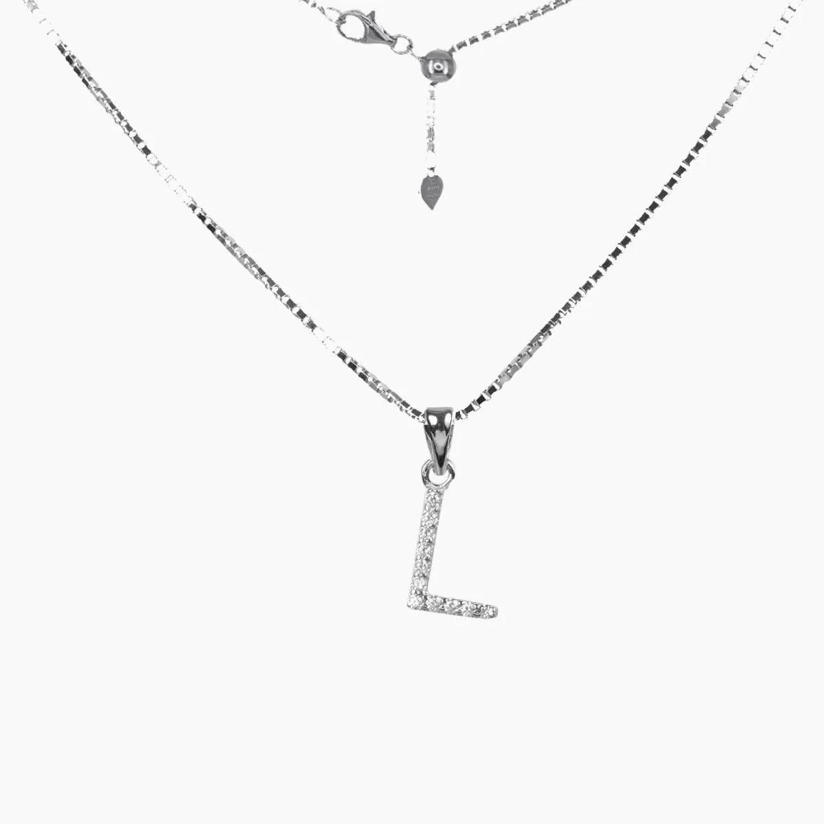 Sterling Silver CZ Small Initial Necklace