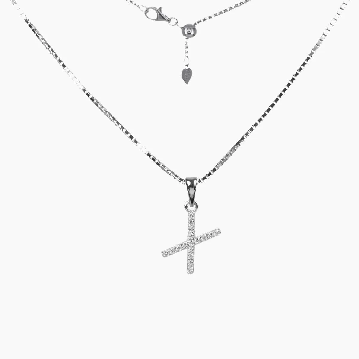 Sterling Silver CZ Small Initial Necklace