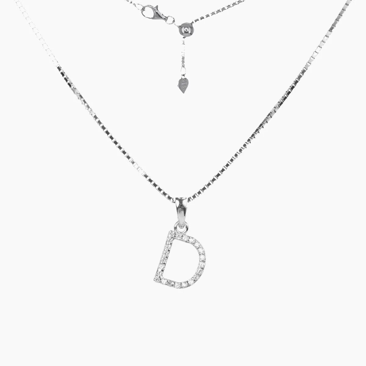 Sterling Silver CZ Small Initial Necklace