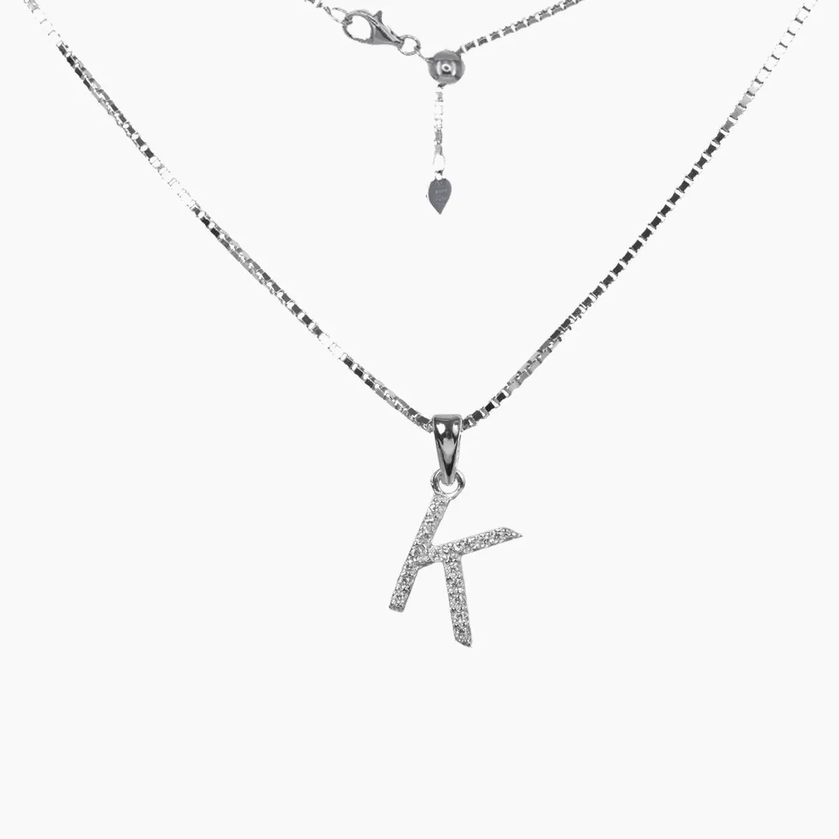 Sterling Silver CZ Small Initial Necklace