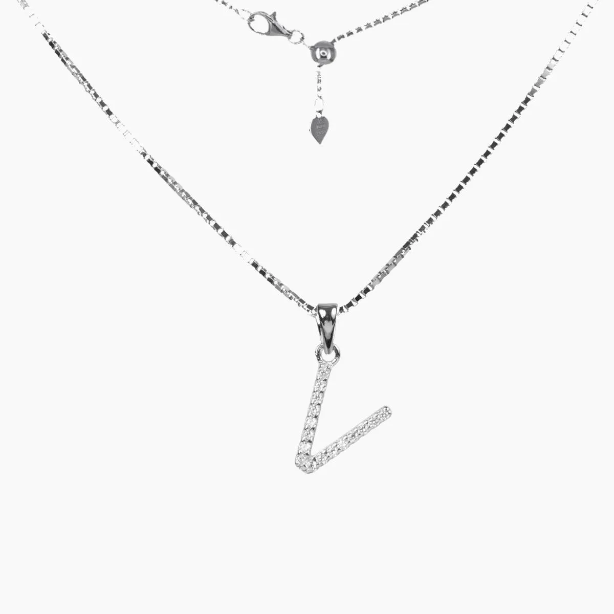 Sterling Silver CZ Small Initial Necklace