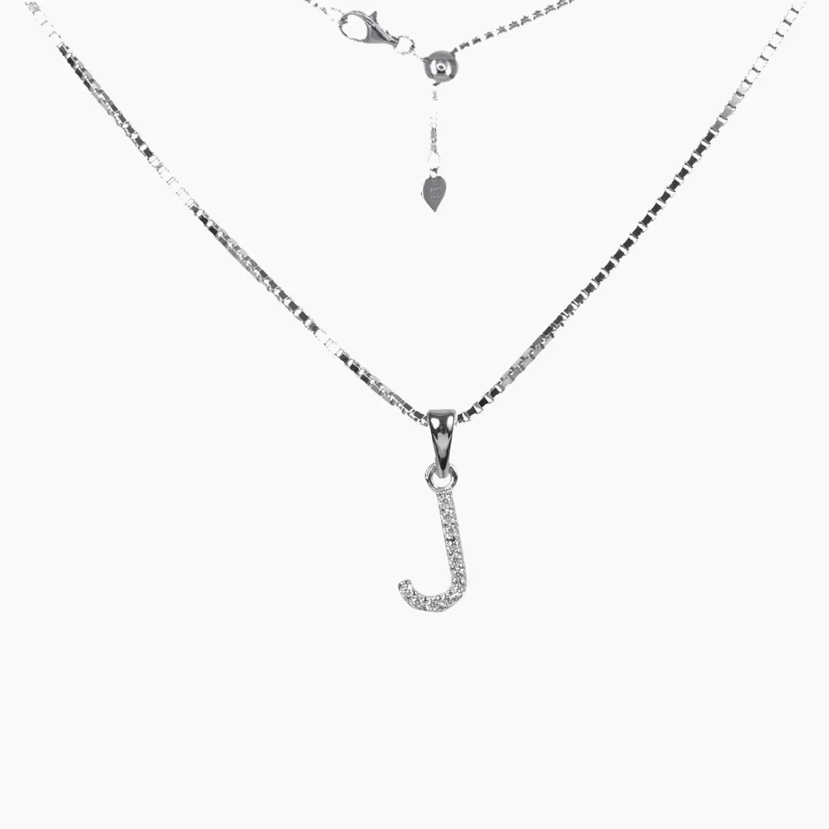 Sterling Silver CZ Small Initial Necklace