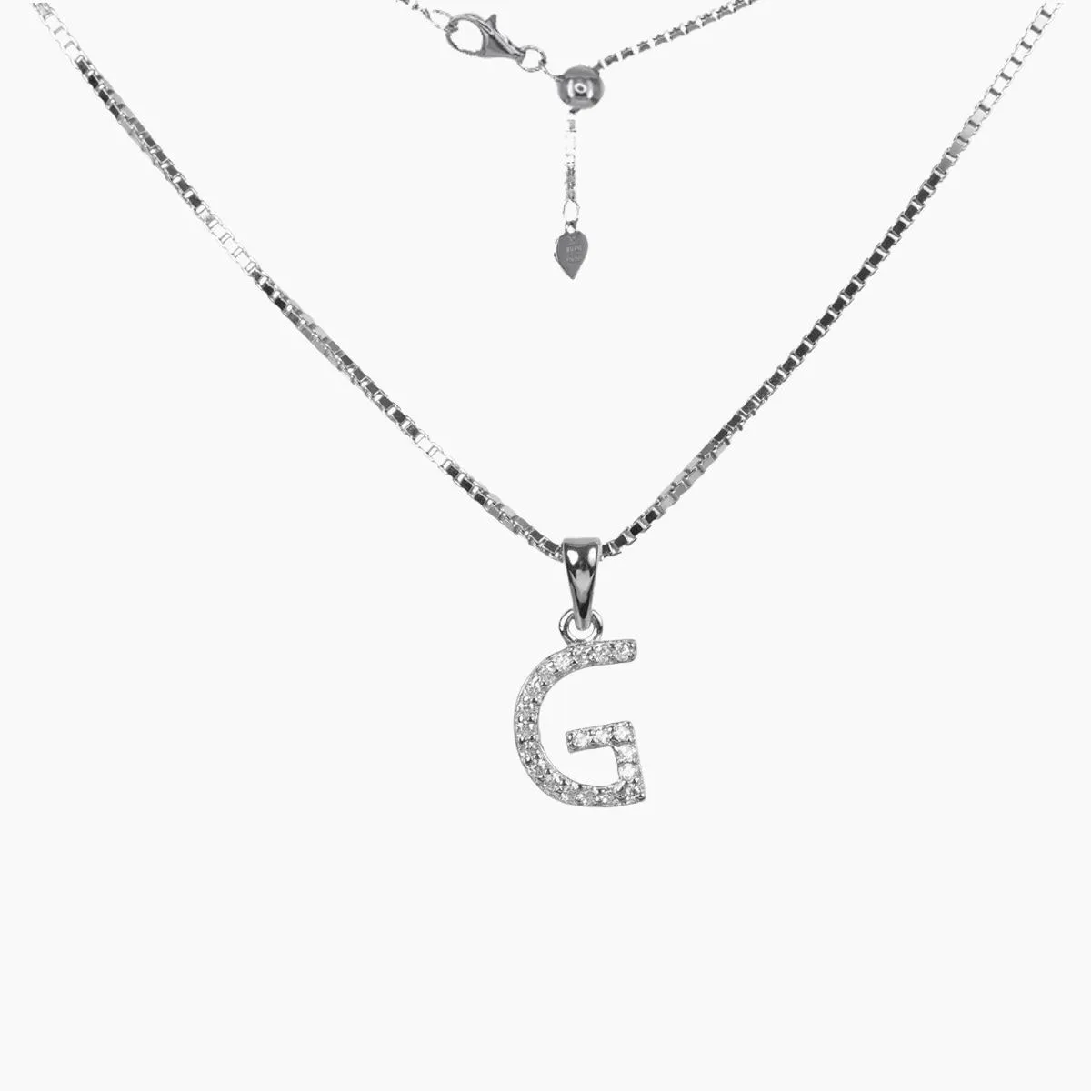 Sterling Silver CZ Small Initial Necklace