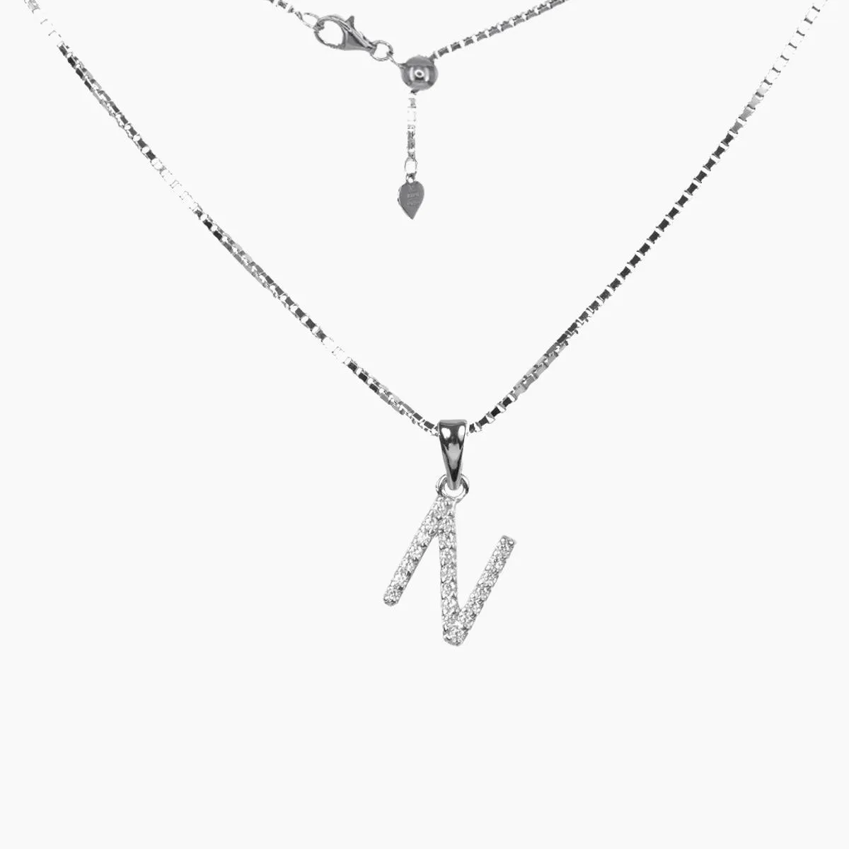 Sterling Silver CZ Small Initial Necklace