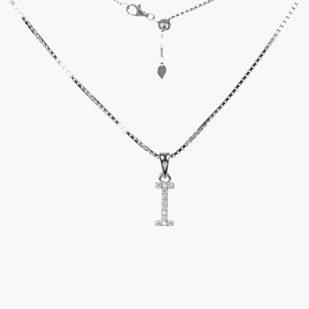 Sterling Silver CZ Small Initial Necklace