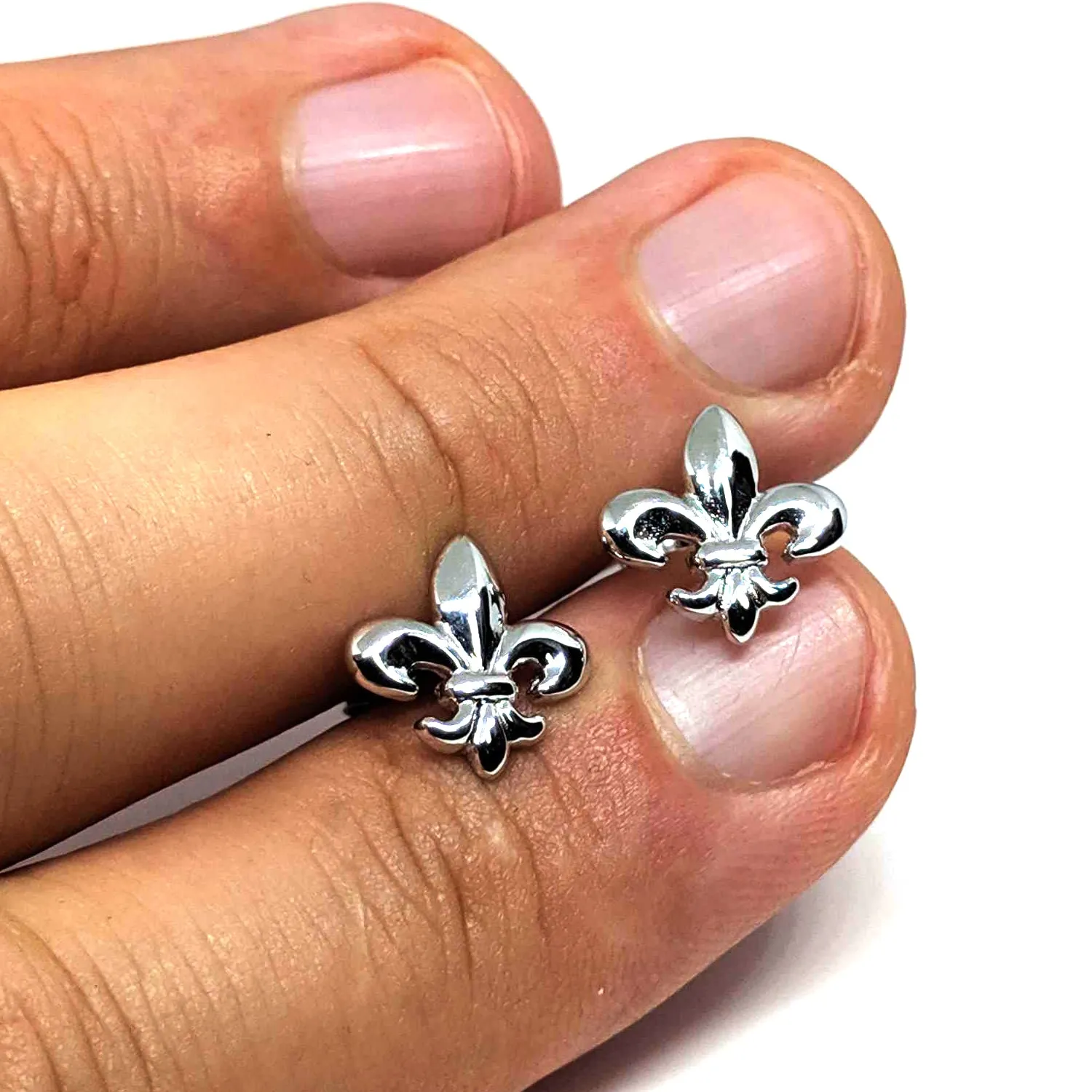 Sterling Silver Fleur De Lis Stud Earrings