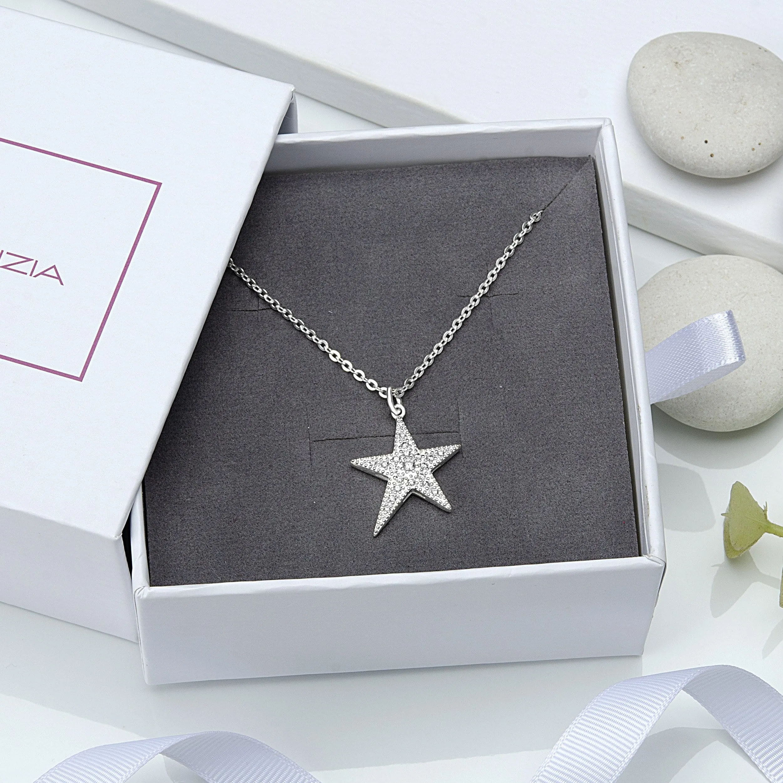 Sterling Silver Star Necklace, Lucky Star Jewelry