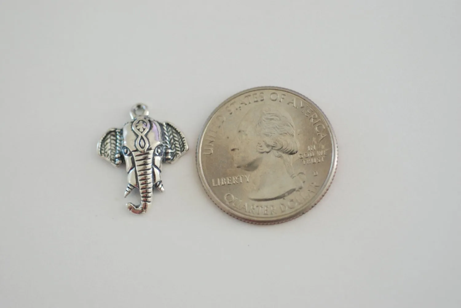 Sterling Silver Wholesale Elephant Head Charm - 925 sterling silver, animal pendant, lucky elephant charm, Silver Small Elephant Pendant, Safari, 139