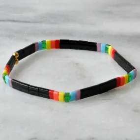 Stretch Tile Bracelet - BLACK RAINBOW