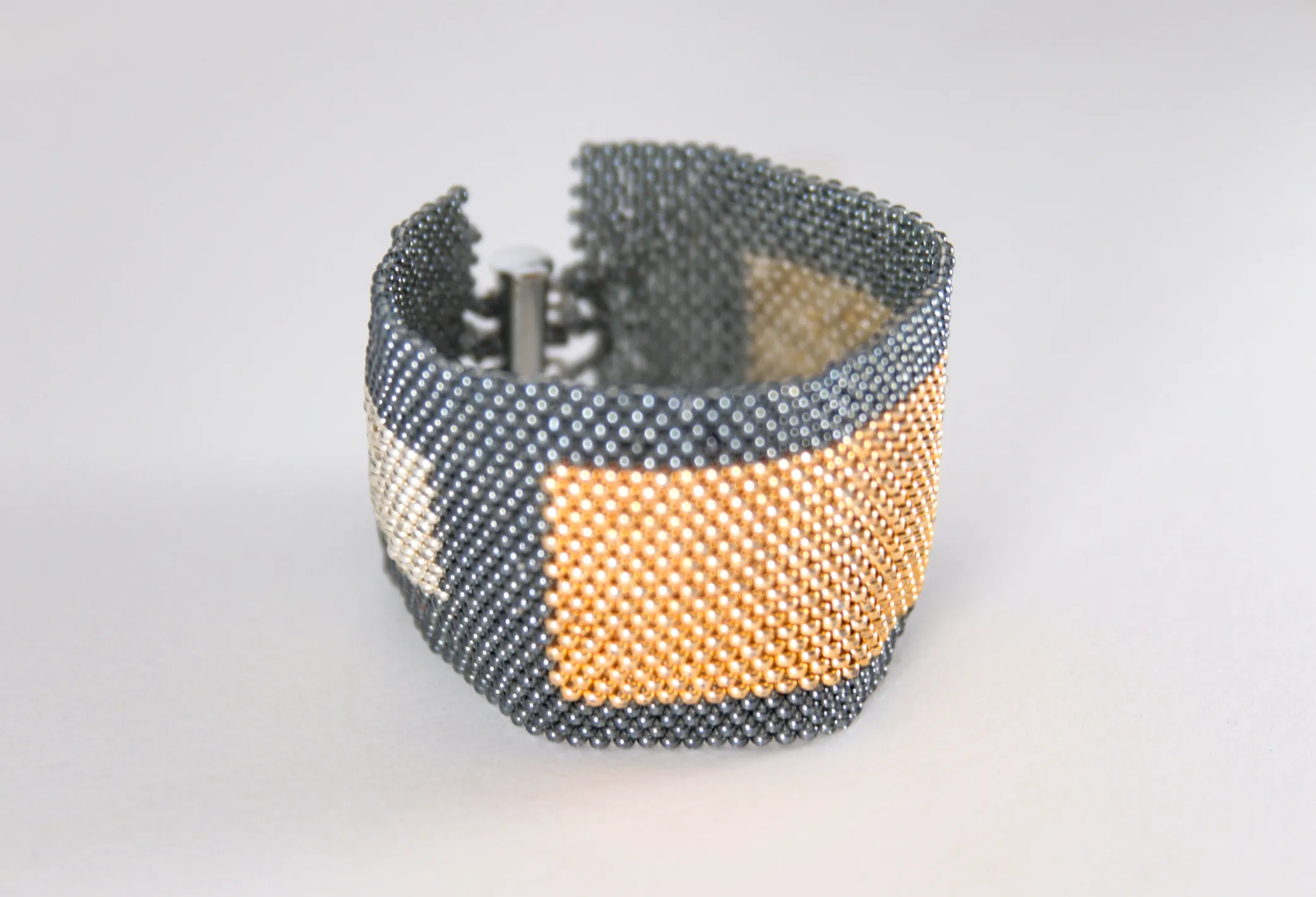 Sue Klein, Grey, Gold & Silver Bead Bracelet