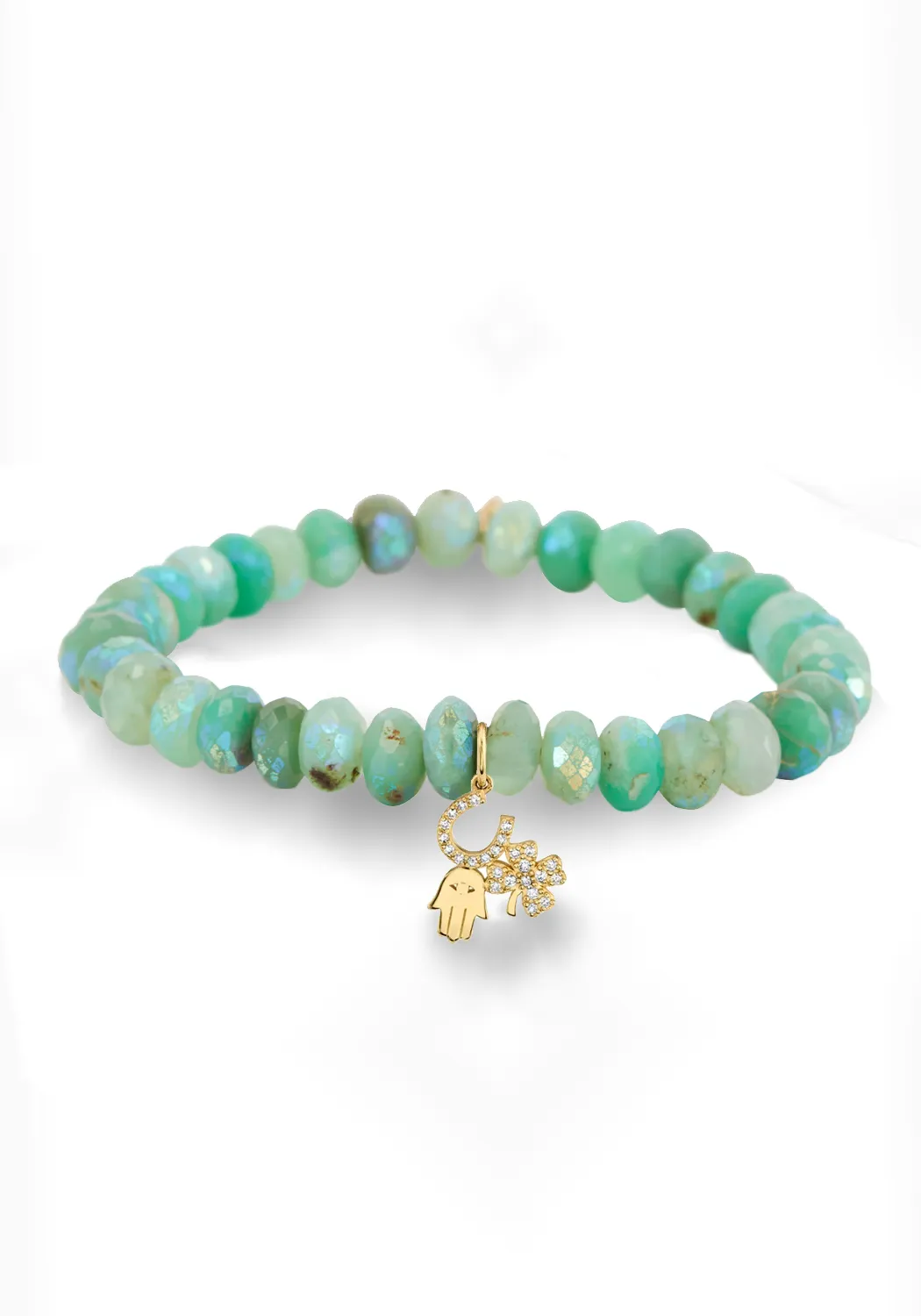 Sydney Evan Luck & Protection Diamond Charm Chrysoprase Bracelet