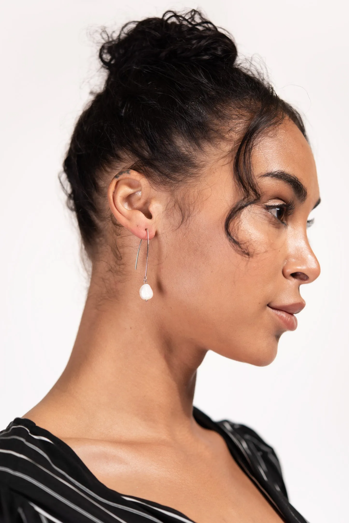 Tahlia Threaded Drop Hook Pearl Earrings