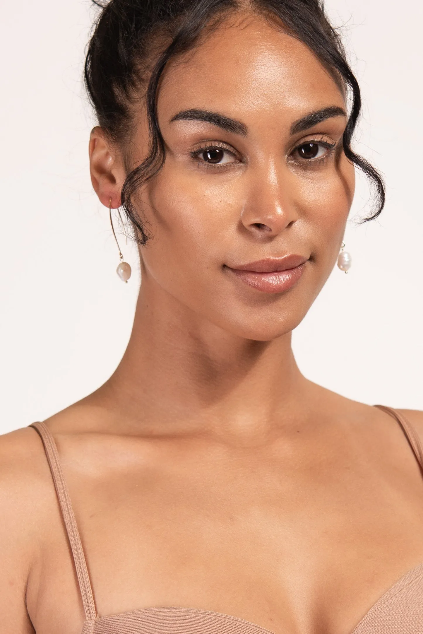 Tahlia Threaded Drop Hook Pearl Earrings