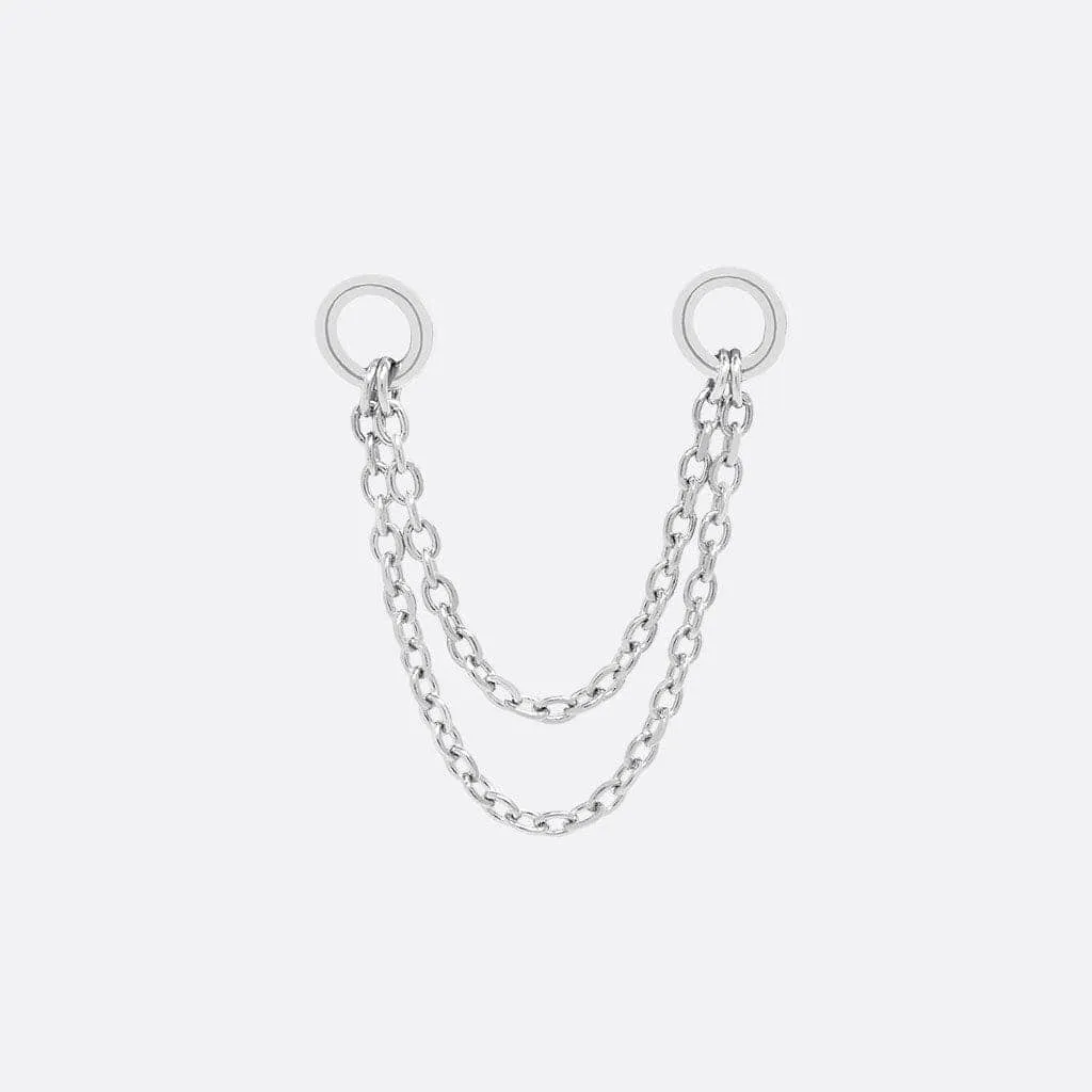 Tethered Double Chain - 14K WHITE