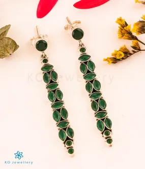 The Vrishti Silver Gemstone Earrings (Green)