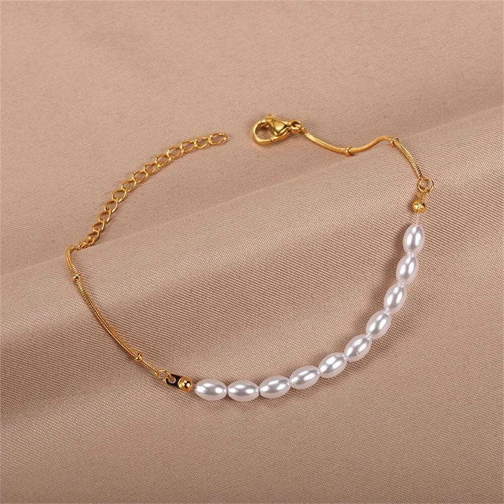 Thin Pearl Chain Bracelet