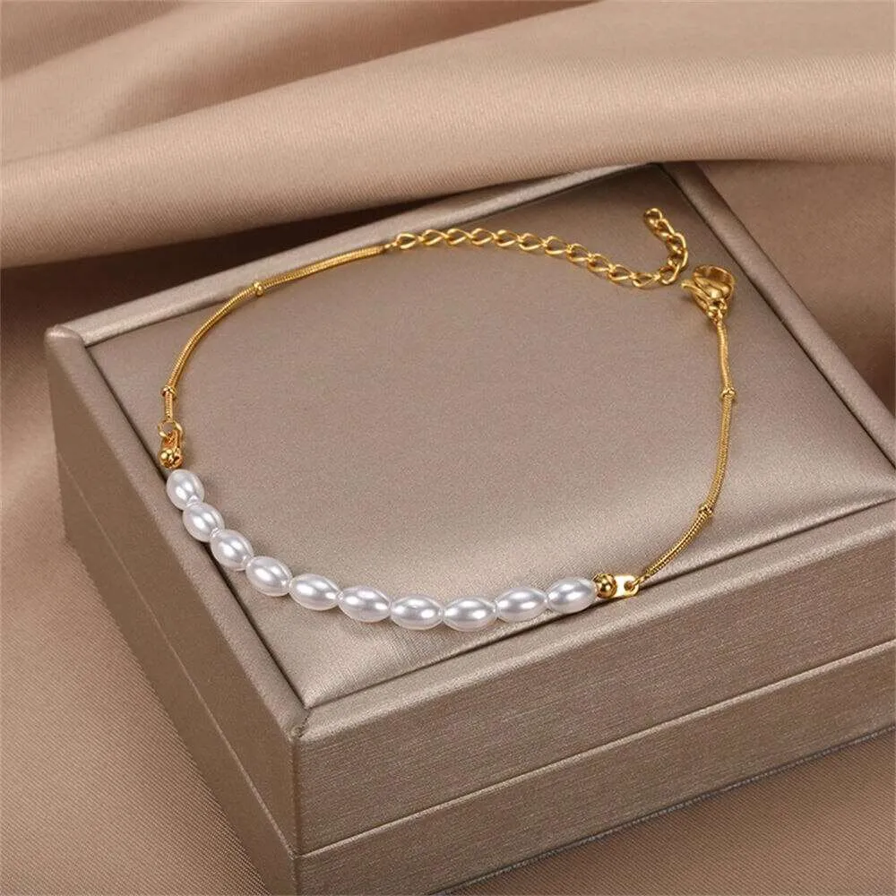 Thin Pearl Chain Bracelet