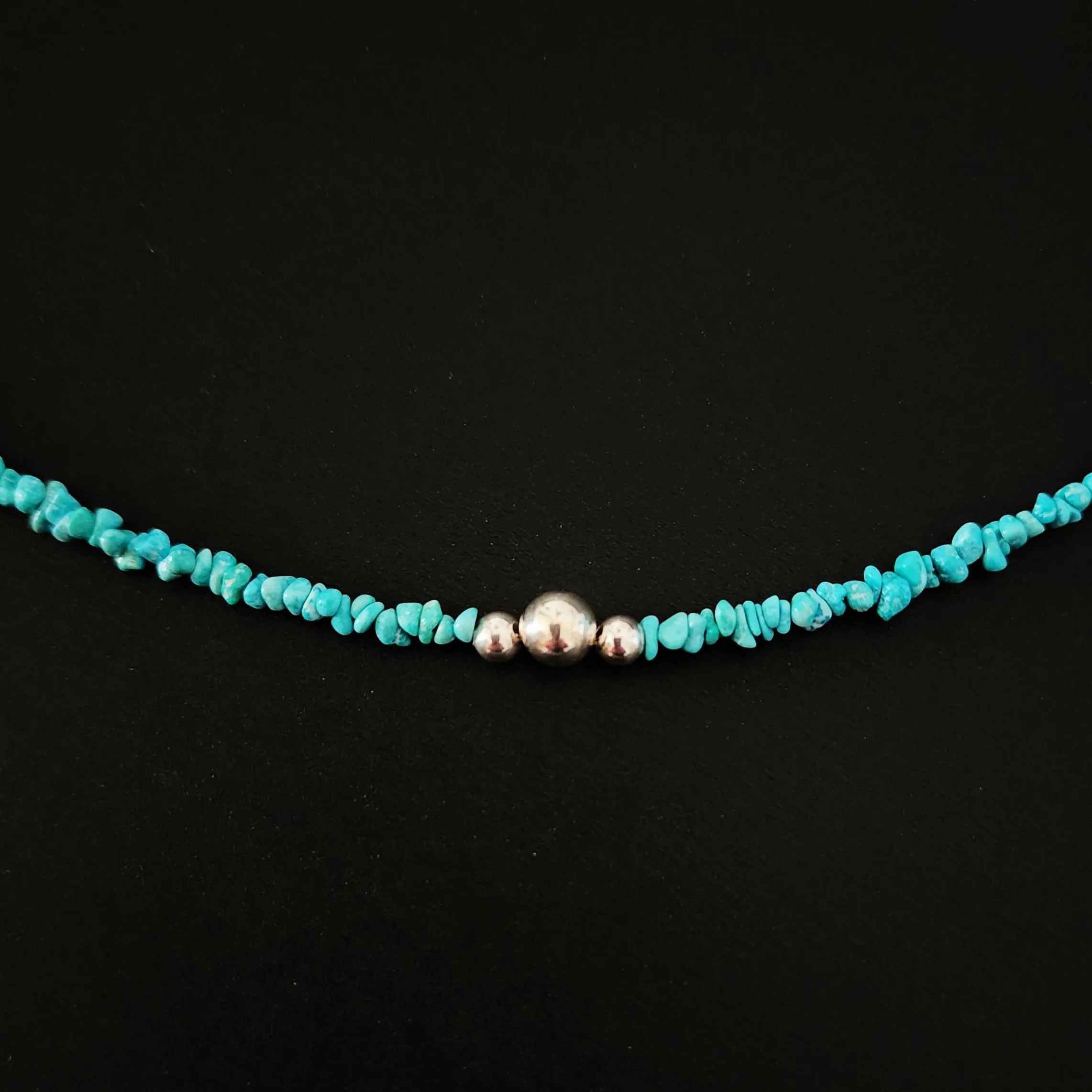 Turquoise Nugget & Silver Accents Necklace - 18