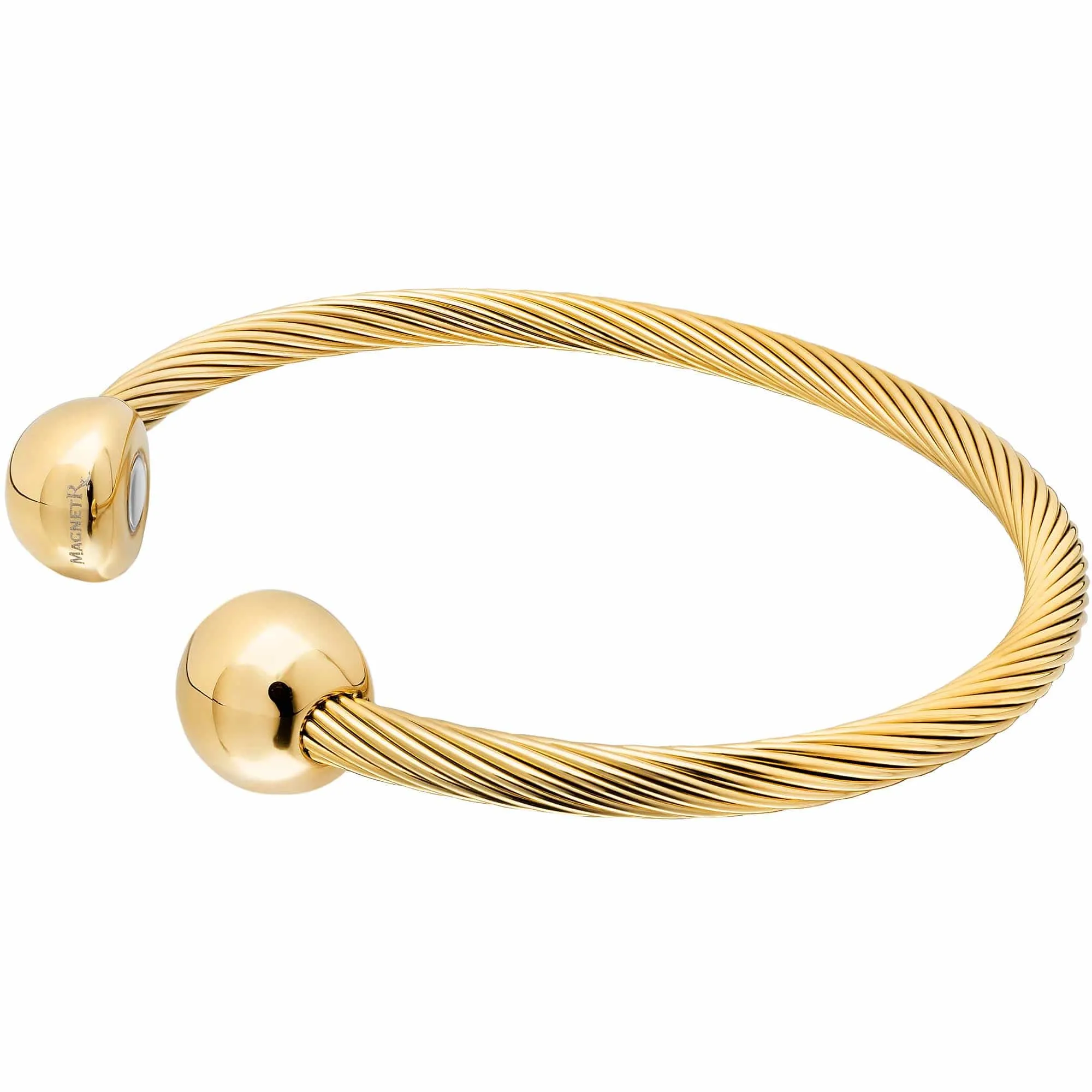 Twisted Cable Magnetic Bracelet Cuff (Gold)