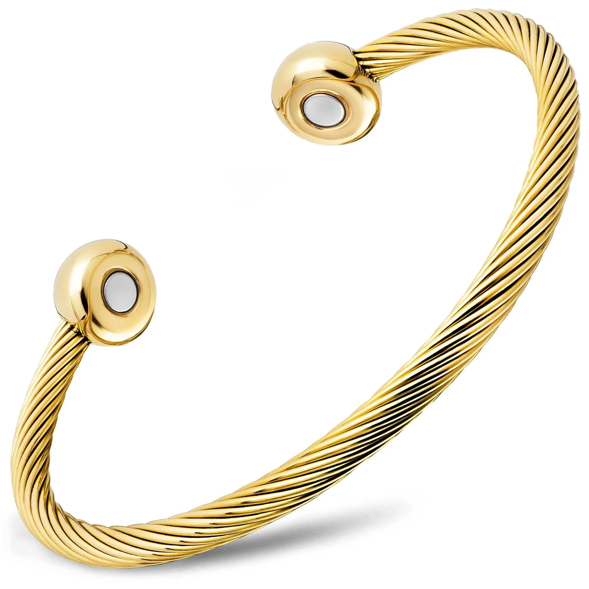 Twisted Cable Magnetic Bracelet Cuff (Gold)