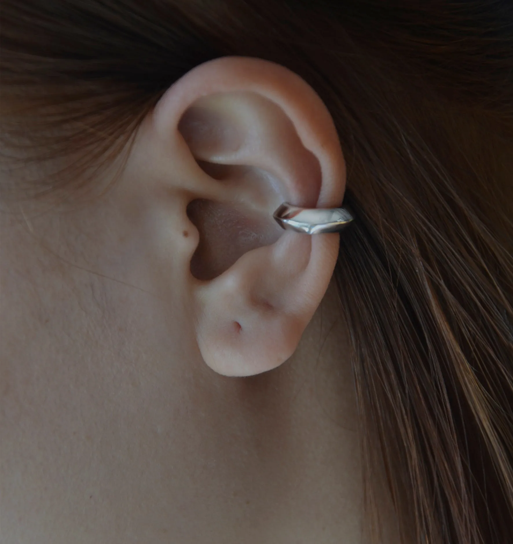 Unisex silver ear cuff essential Ambon | Sterling Silver - White Rhodium