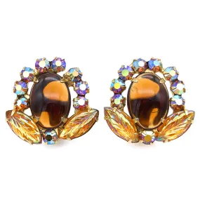 【USA輸入】ヴィンテージ JULIANA リーフ ラインストーン イヤリング/Vintage JULIANA Leaf Rhinestones Clip On Earrings