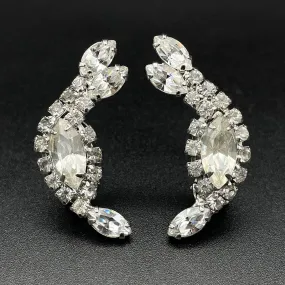 【USA輸入】ヴィンテージ クリア ラインストーン イヤリング/Vintage Clear Rhinestones Clip On Earrings