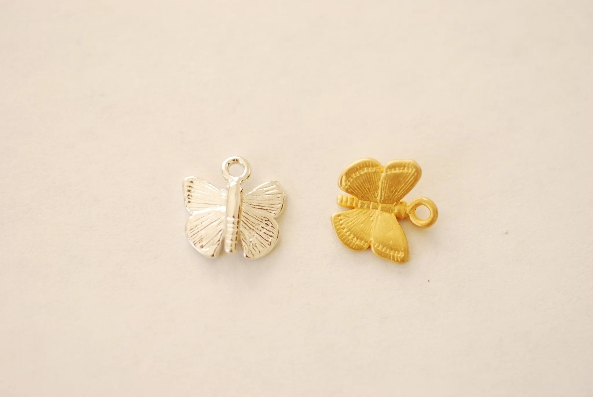 Vermeil Gold or 925 Sterling Silver Butterfly Drop Charm Pendant Wholesale Bulk Necklace Charm Bracelet Charm DIY Jewelry [J353]