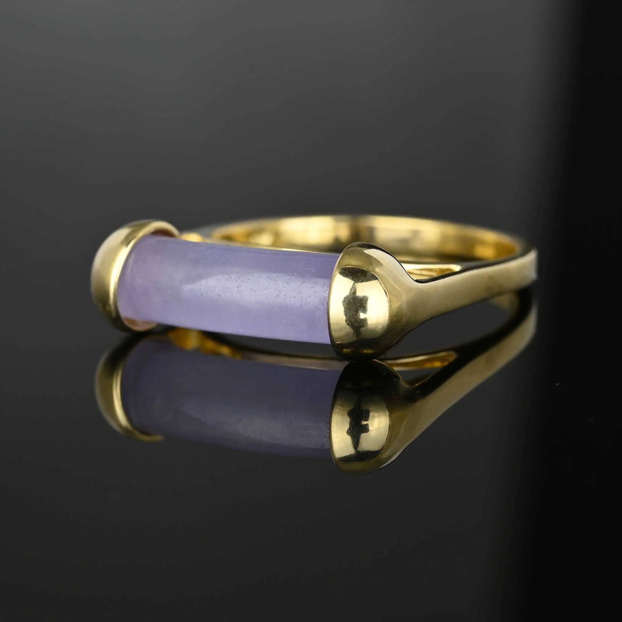 Vintage 14K Gold Barrel Purple Jade Ring