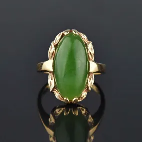 Exquisite Vintage 14K Gold Natural Jade Cabochon Ring for Elegant Style