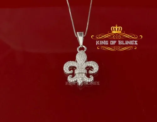 White 925 Sterling Silver with Fleur de Lis Shape Pendant 1.47ct Cubic Zirconia