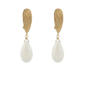 White Coral Teardrop Clip On Earrings