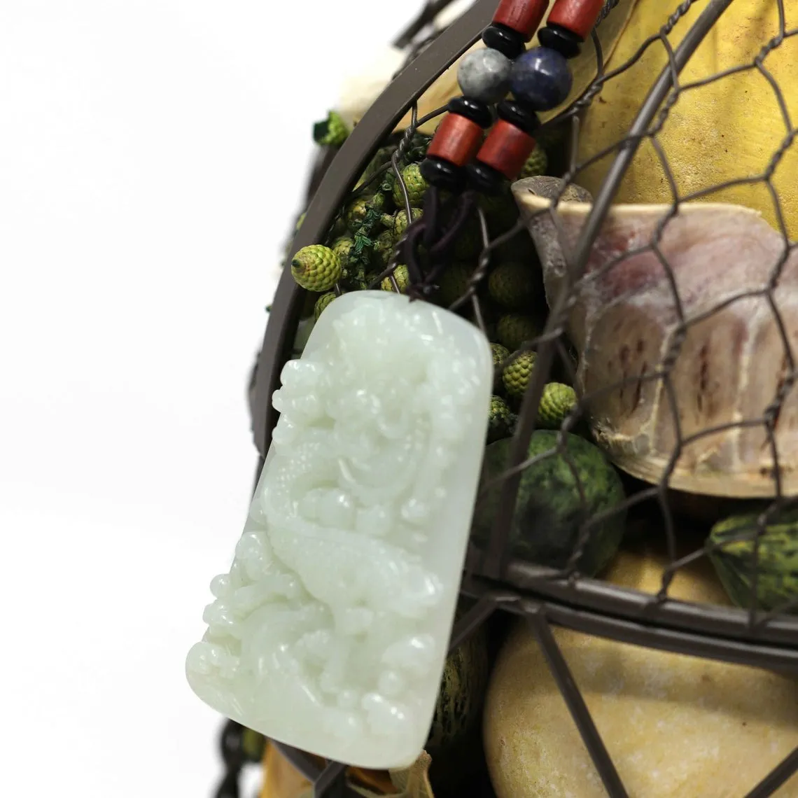 White Nephrite Jade Dragon Pendant Necklace ( Carved Art ) JN21, Real Jade Dragon Jewelry For Men, Boy