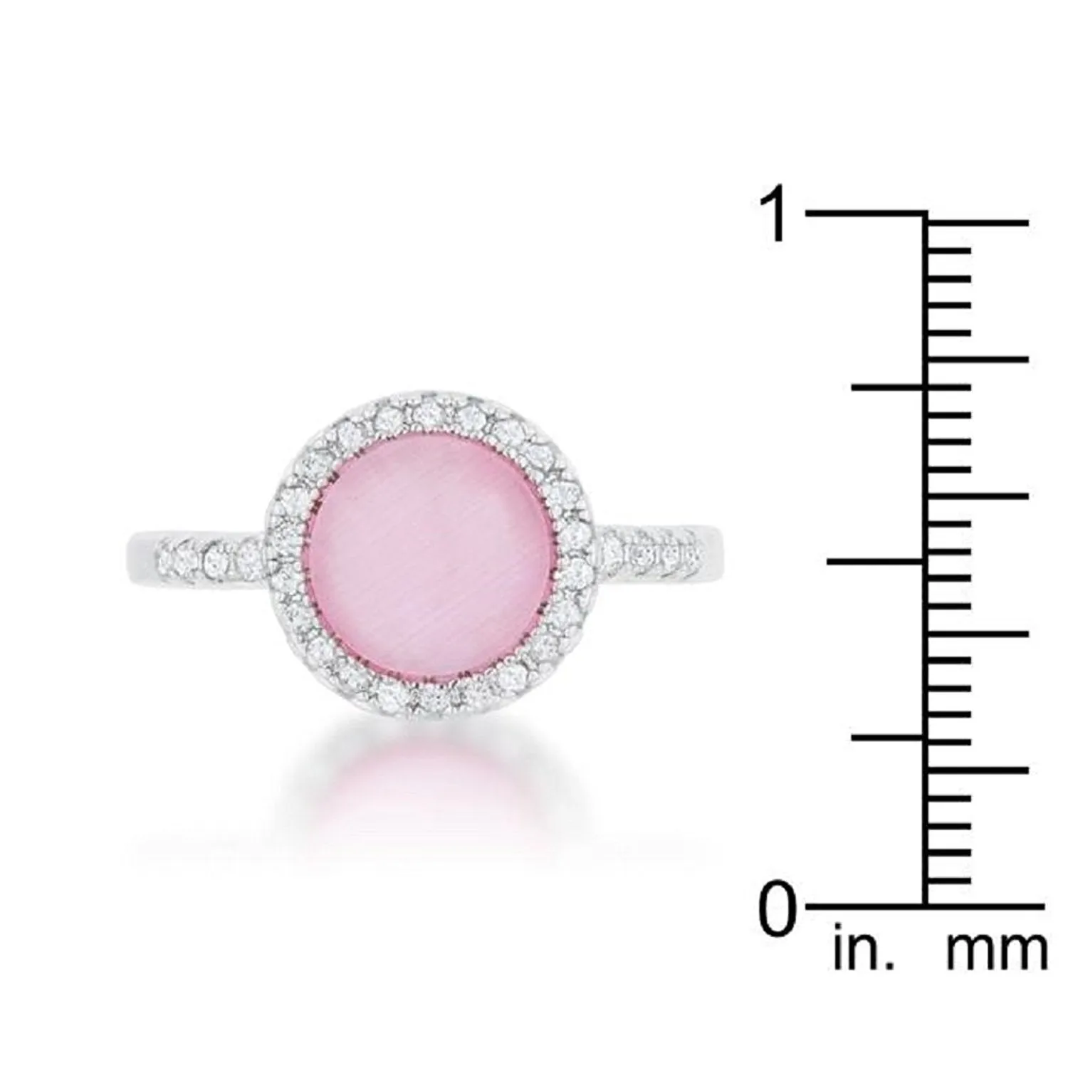 WildKlass 0.3ct CZ Pink Cat's Eye Rhodium Plated Classic Ring